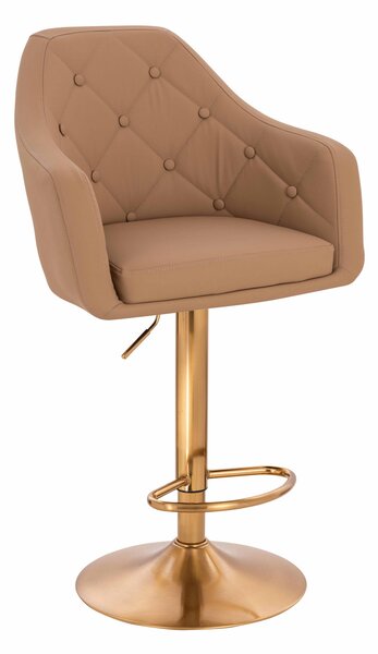 HR831W Scaun Caramel Piele Ecologica Premium Soft cu Bază Aurie