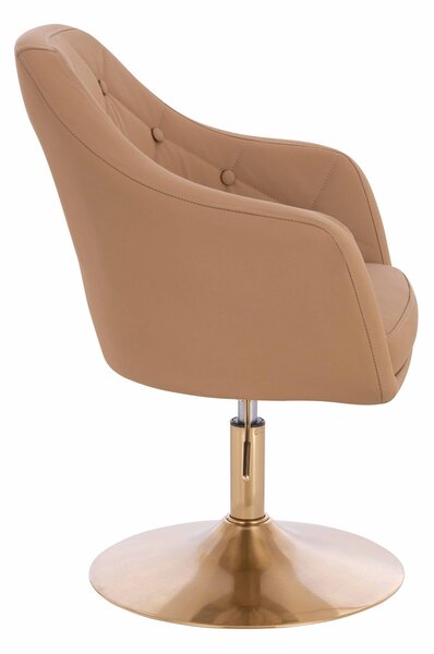 HR831N Scaun Caramel Piele Ecologica Premium Soft cu Bază Aurie