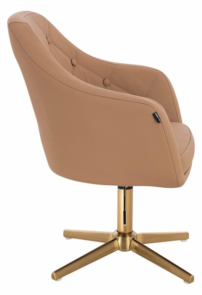 HR831CROSS Scaun Caramel Piele Ecologica Premium Soft cu Bază Aurie