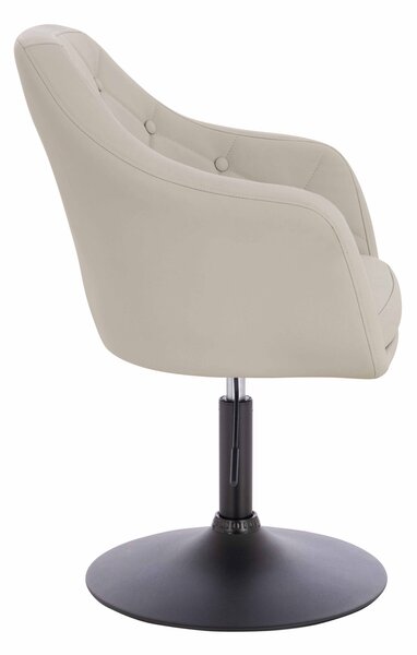 HR831N Scaun Ecru Piele Ecologica Premium Soft cu Bază Neagră