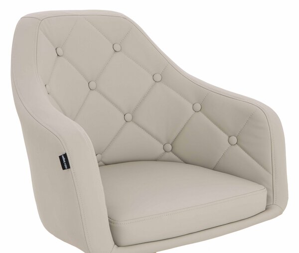 HR831N Scaun Ecru Piele Ecologica Premium Soft cu Bază Cromata