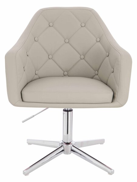 HR831CROSS Scaun Ecru Piele Ecologica Premium Soft cu Bază Cromata
