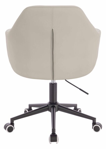 HR831K Scaun Ecru Piele Ecologica Premium Soft cu Bază Neagră