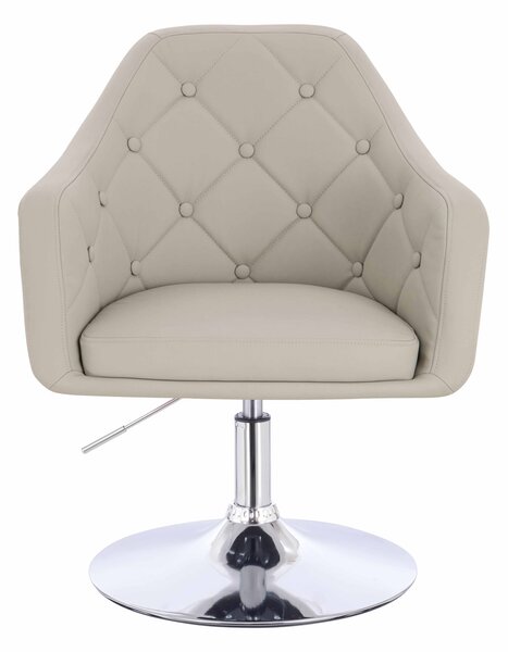 HR831N Scaun Ecru Piele Ecologica Premium Soft cu Bază Cromata