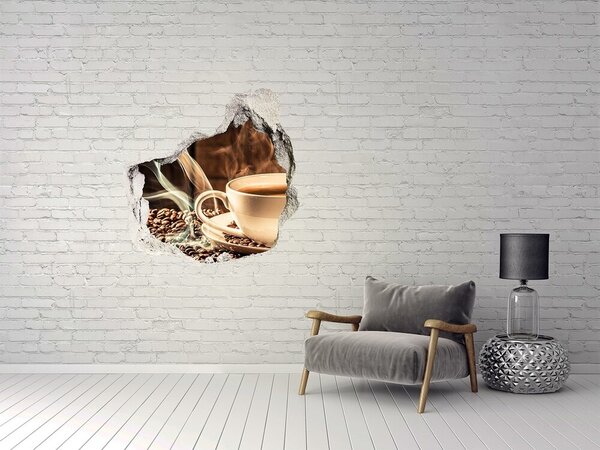 Fototapet 3D gaură în perete Cafea și boabe de cafea