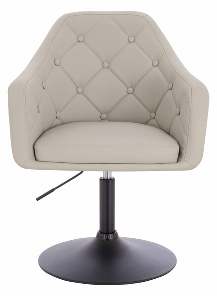 HR831N Scaun Ecru Piele Ecologica Premium Soft cu Bază Neagră