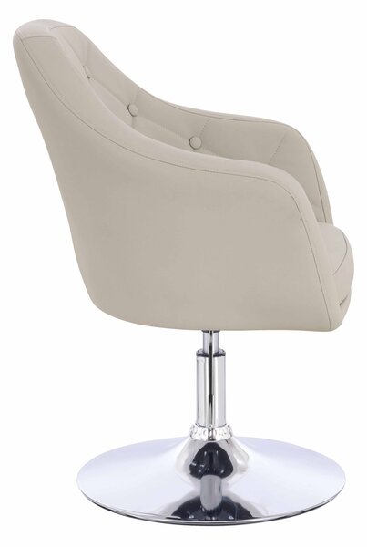 HR831N Scaun Ecru Piele Ecologica Premium Soft cu Bază Cromata