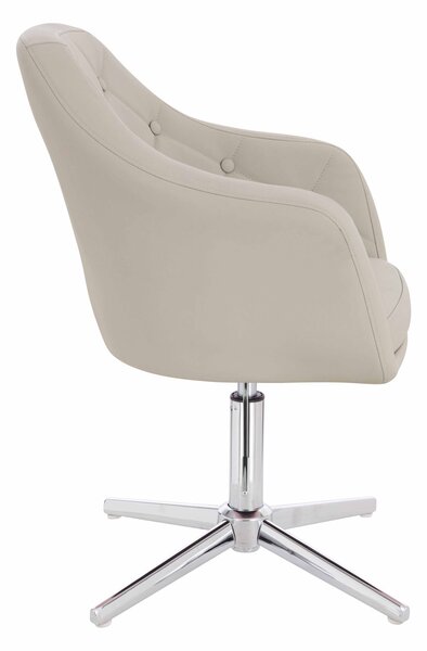 HR831CROSS Scaun Ecru Piele Ecologica Premium Soft cu Bază Cromata
