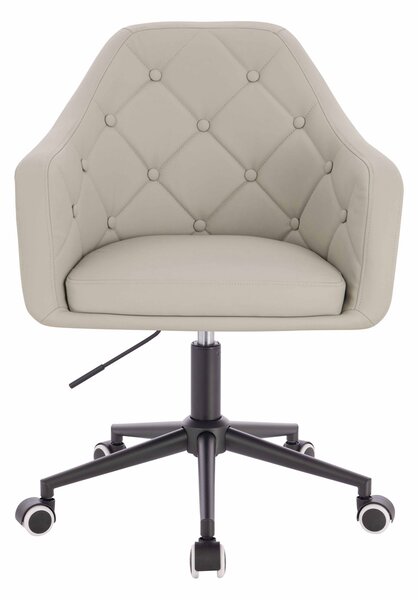 HR831K Scaun Ecru Piele Ecologica Premium Soft cu Bază Neagră