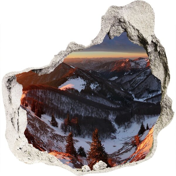 Autocolant 3D gaura cu priveliște Iarna în munți