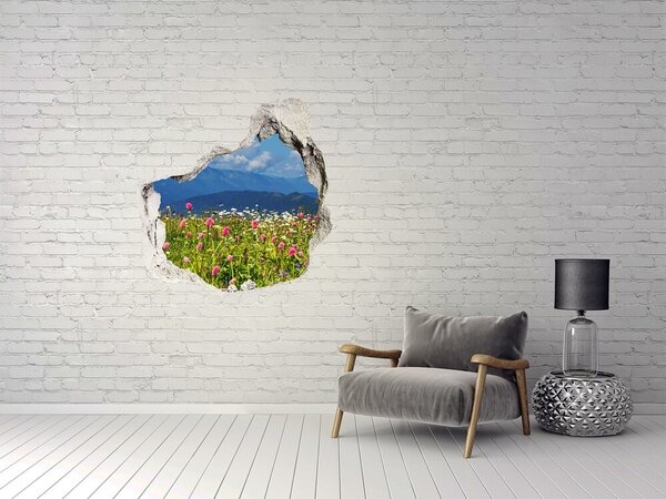 Autocolant 3D gaura cu priveliște Peisaj montan floral
