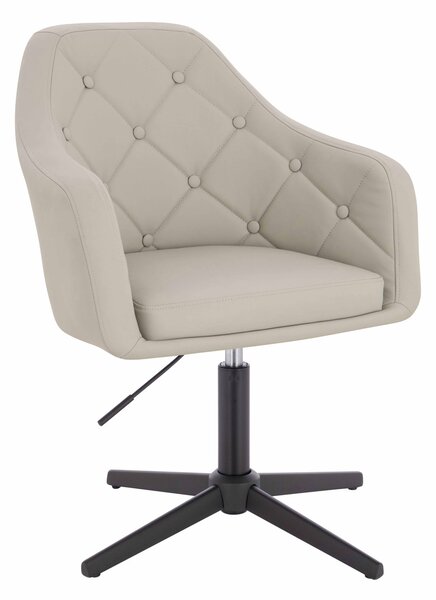 HR831CROSS Scaun Ecru Piele Ecologica Premium Soft cu Bază Neagră