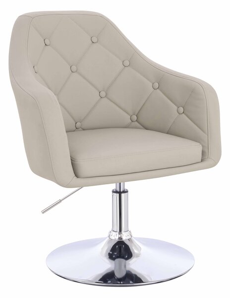 HR831N Scaun Ecru Piele Ecologica Premium Soft cu Bază Cromata