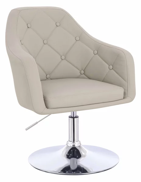 HR831N Scaun Ecru Piele Ecologica Premium Soft cu Bază Cromata