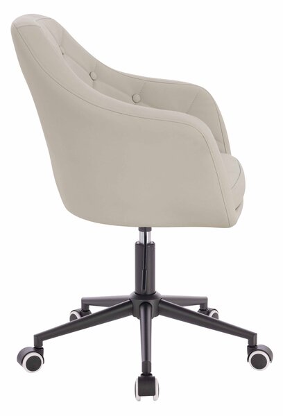 HR831K Scaun Ecru Piele Ecologica Premium Soft cu Bază Neagră