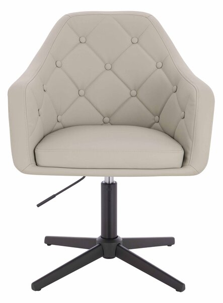 HR831CROSS Scaun Ecru Piele Ecologica Premium Soft cu Bază Neagră