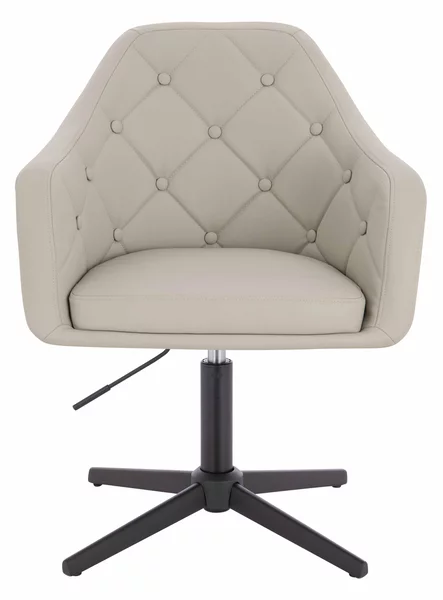 HR831CROSS Scaun Ecru Piele Ecologica Premium Soft cu Bază Neagră