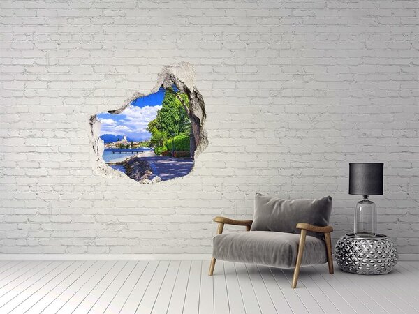 Fototapet 3D gaură în perete O promenadă pitorească pe malul lacului