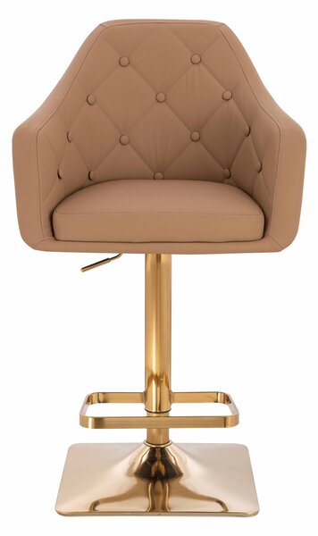 HR831KW Scaun Caramel Piele Ecologica Premium Soft cu Bază Aurie