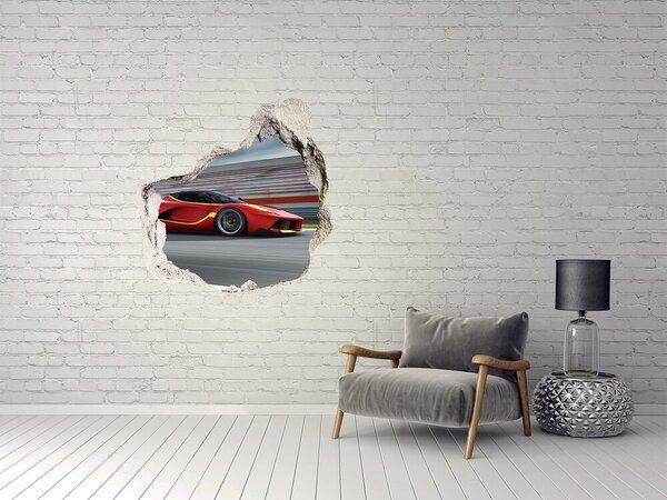 Autocolant gaură 3D O mașină de curse pe pistă