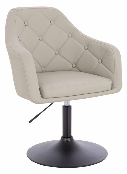 HR831N Scaun Ecru Piele Ecologica Premium Soft cu Bază Neagră