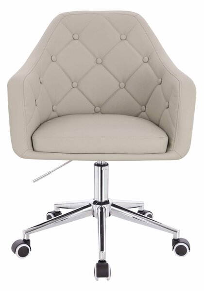 HR831K Scaun Ecru Piele Ecologica Premium Soft cu Bază Cromata