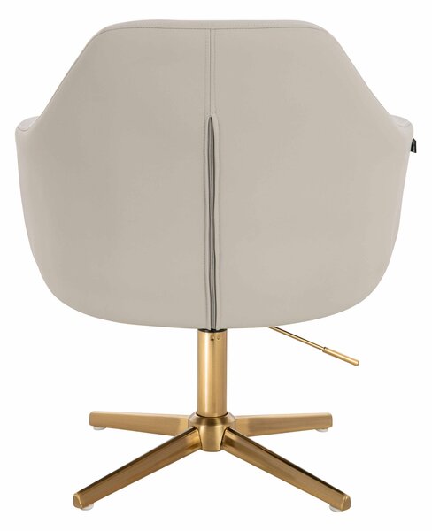 HR831CROSS Scaun Ecru Piele Ecologica Premium Soft cu Bază Aurie