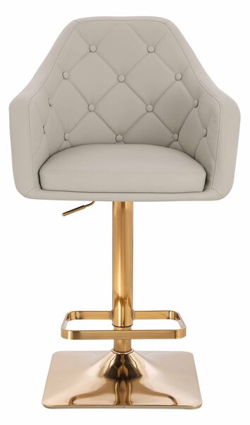 HR831KW Scaun Ecru Piele Ecologica Premium Soft cu Bază Aurie