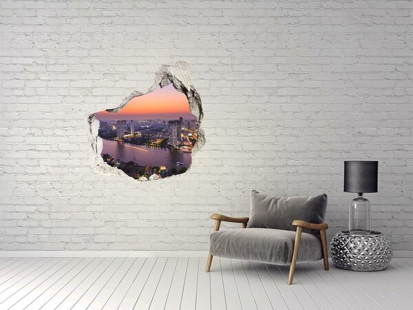 Autocolant 3D gaura cu priveliște Vedere a orașului la apus
