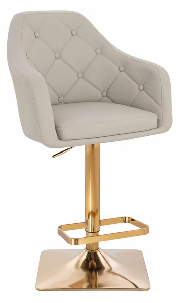 HR831KW Scaun Ecru Piele Ecologica Premium Soft cu Bază Aurie