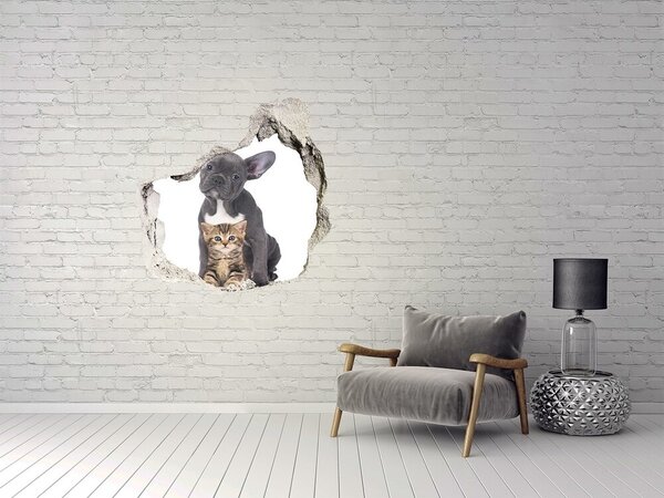 Autocolant de perete gaură 3D Animale drăguțe în spatele peretelui