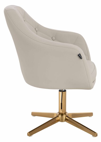 HR831CROSS Scaun Ecru Piele Ecologica Premium Soft cu Bază Aurie