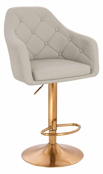 HR831W Scaun Ecru Piele Ecologica Premium Soft cu Bază Aurie