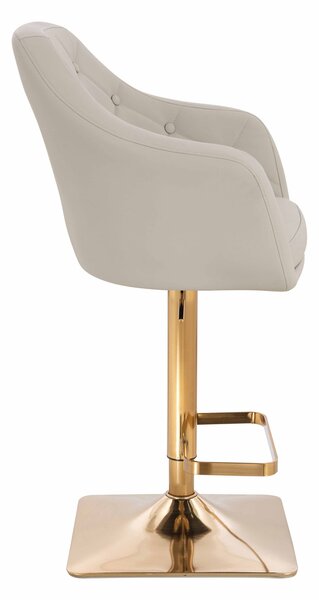 HR831KW Scaun Ecru Piele Ecologica Premium Soft cu Bază Aurie