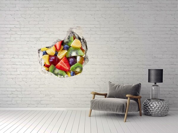 Autocolant de perete gaură 3D Paradisul fructelor din beton