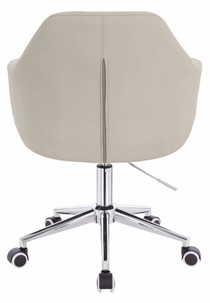 HR831K Scaun Ecru Piele Ecologica Premium Soft cu Bază Cromata