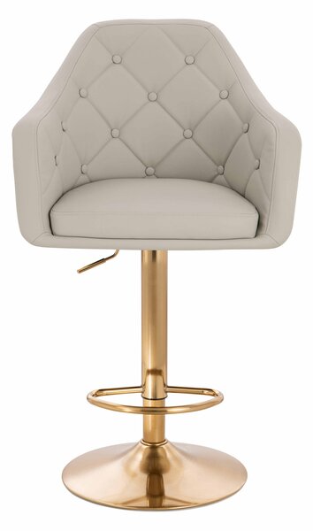 HR831W Scaun Ecru Piele Ecologica Premium Soft cu Bază Aurie