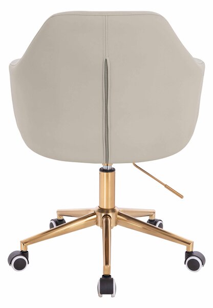 HR831K Scaun Ecru Piele Ecologica Premium Soft cu Bază Aurie