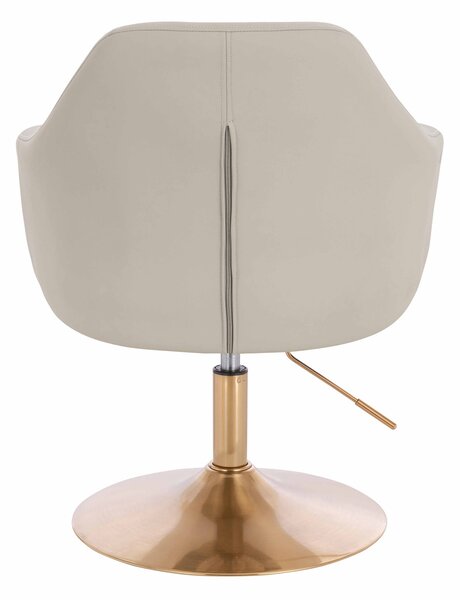 HR831N Scaun Ecru Piele Ecologica Premium Soft cu Bază Aurie