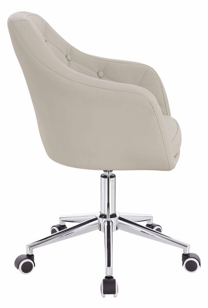 HR831K Scaun Ecru Piele Ecologica Premium Soft cu Bază Cromata