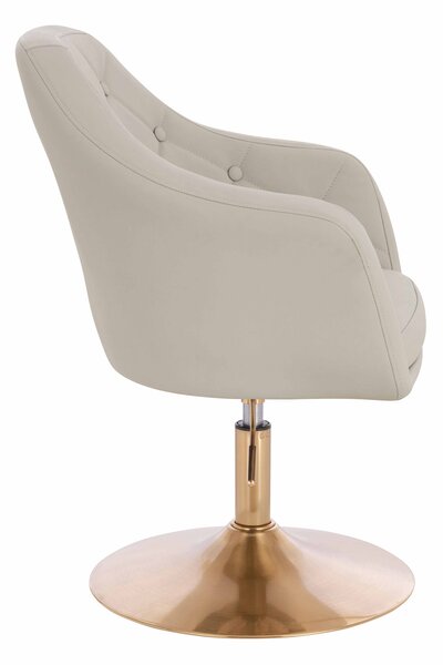 HR831N Scaun Ecru Piele Ecologica Premium Soft cu Bază Aurie