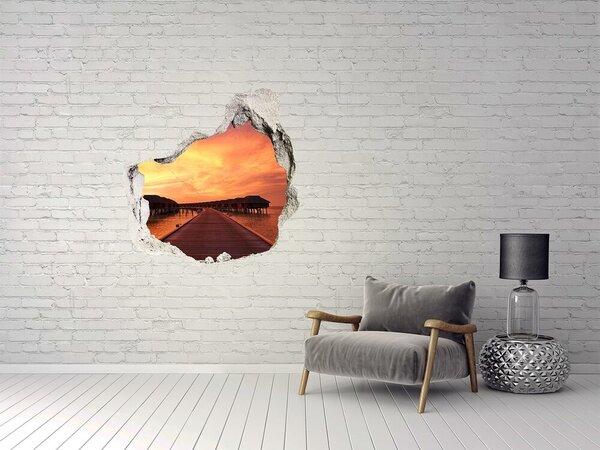 Fototapet 3D gaură în perete Apus de soare peste apă