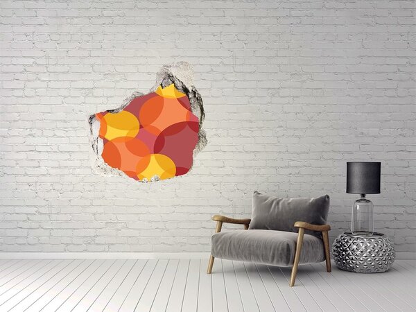 Autocolant de perete gaură 3D Cercuri colorate pe un fundal de beton