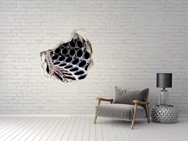Fototapet 3D gaură în perete Plasă metalică printr-o gaură în perete