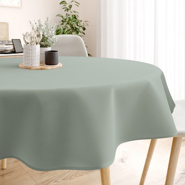 Goldea față de masă 100% bumbac verde salvie - rotundă Ø 140 cm