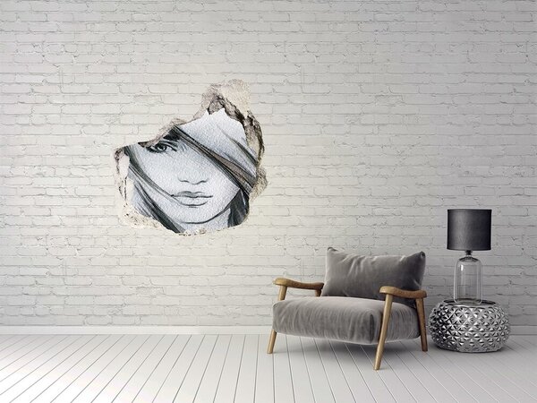 Fototapet 3D gaură în perete Portret într-un zid în ruine