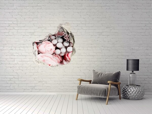 Fototapet 3D gaură în perete Un paradis al florilor în spatele zidului
