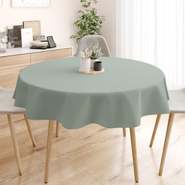 Goldea față de masă 100% bumbac verde salvie - rotundă Ø 140 cm