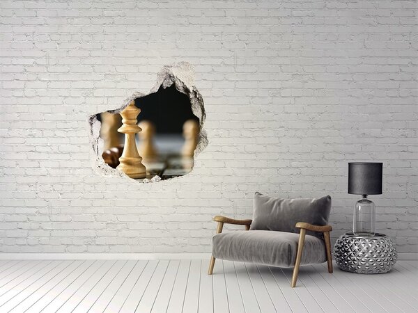 Fototapet 3D gaură în perete Jucând șah printr-o gaură în perete
