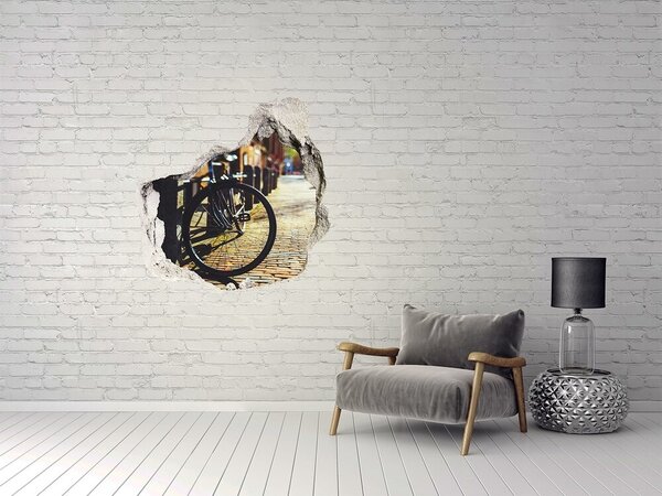 Autocolant gaură 3D Farmecul străzii cu bicicleta